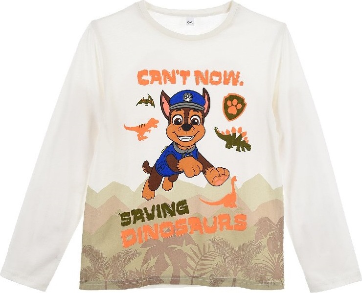 Biele chlapčenské tričko Paw Patrol s dlhým rukávom Veľkosť: 116