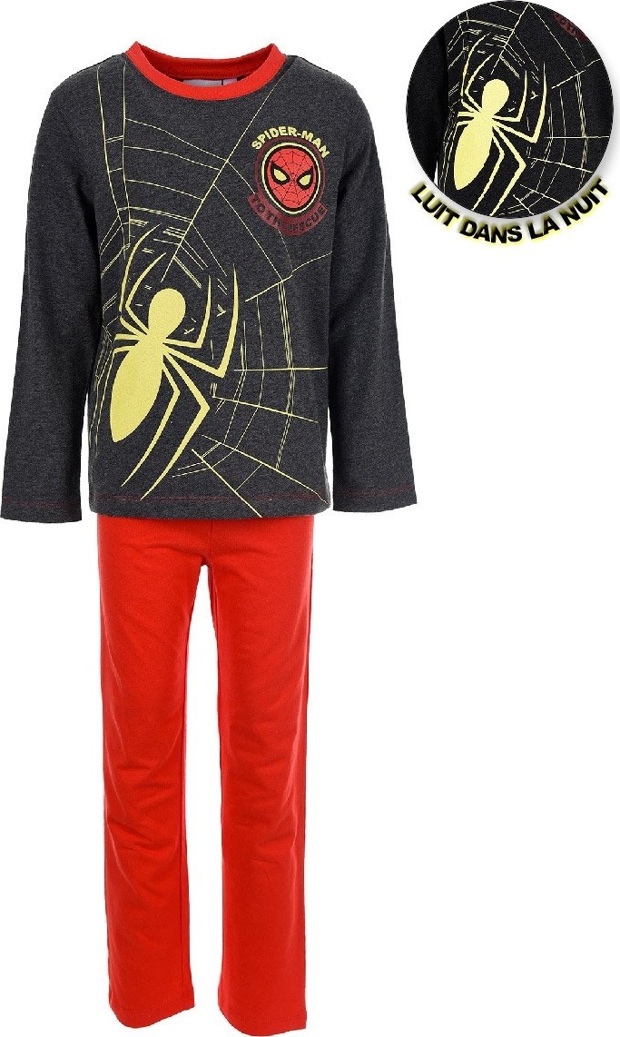 Šedo-červené pyžamo Spider-Man svietiace v tme Veľkosť: 98