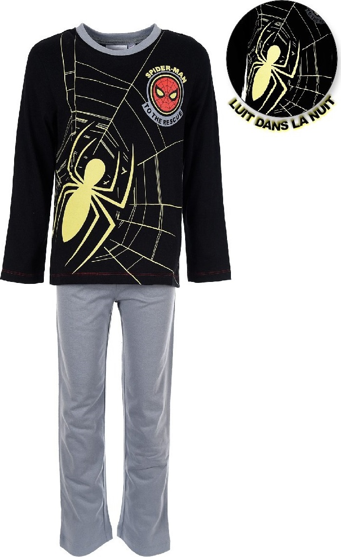 Čierno-sivé pyžamo Spider-Man svietiace v tme Veľkosť: 98