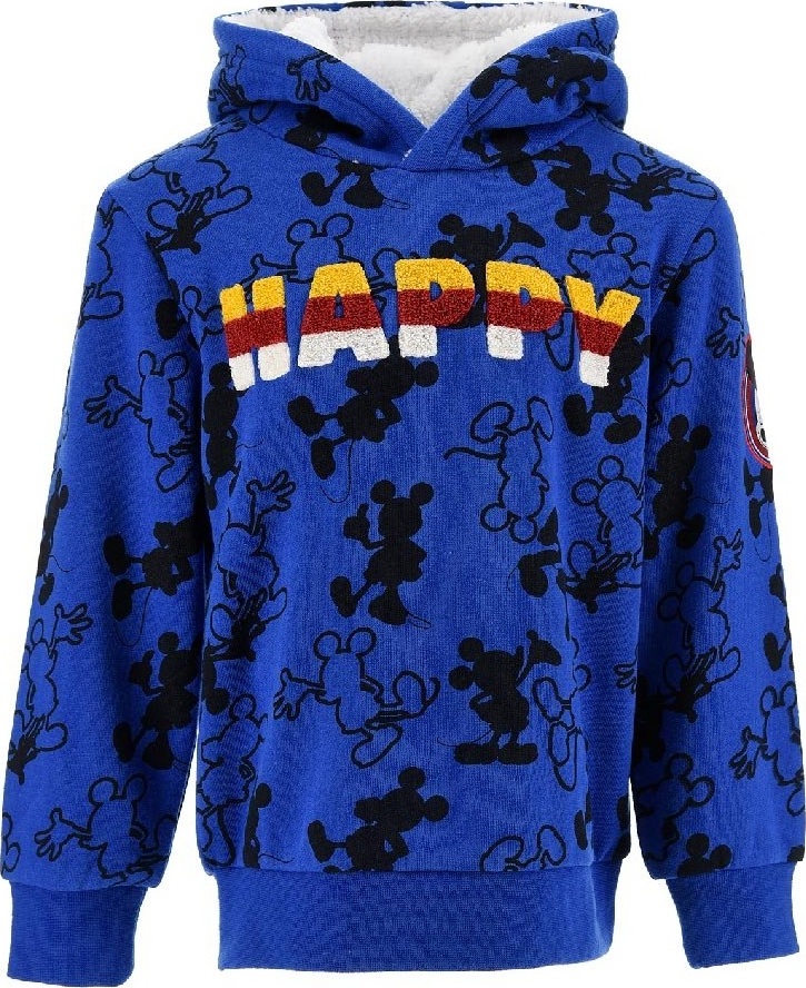 Modrá mikina Mickey Mouse s nápisom Happy Veľkosť: 98