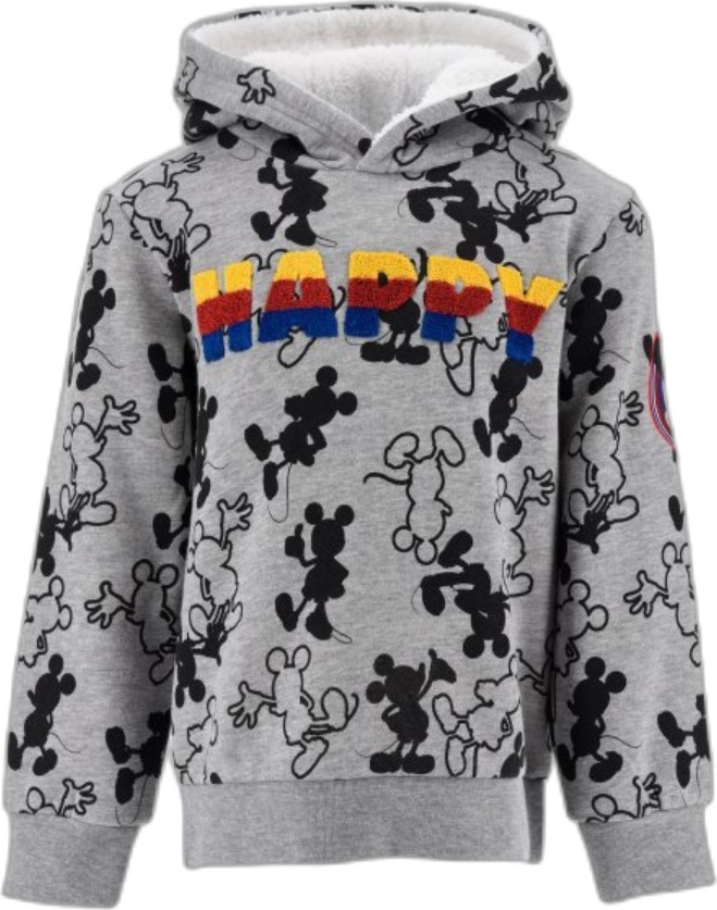 Šedá mikina Mickey Mouse s nápisom Happy Veľkosť: 104