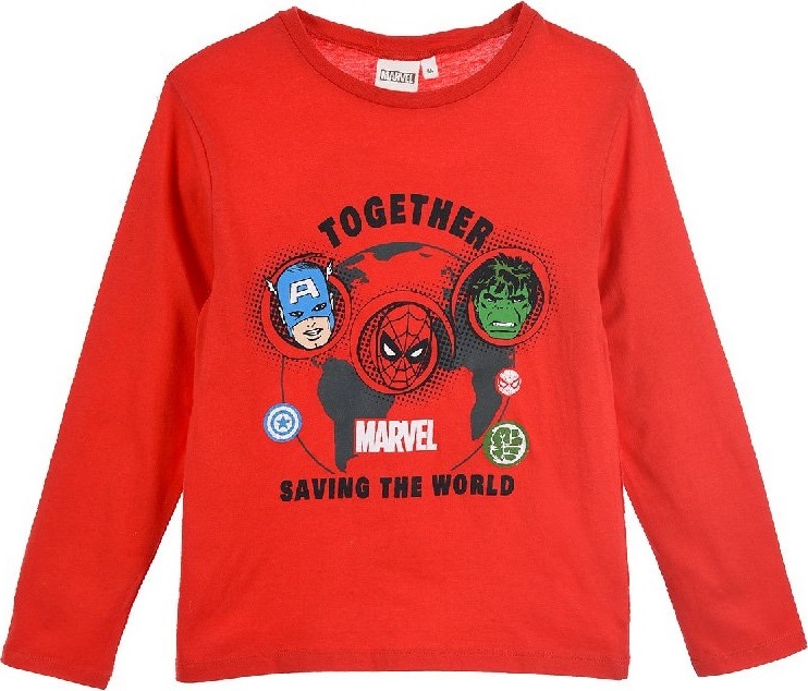 Červené tričko s dlhým rukávom Avengers Veľkosť: 140