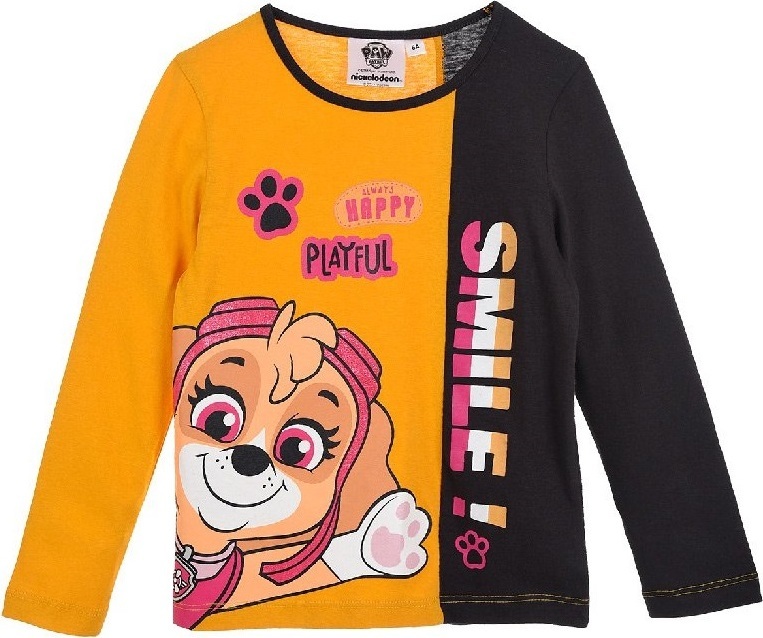 Čierno-horčicové tričko pre dievčatá Paw Patrol Veľkosť: 98
