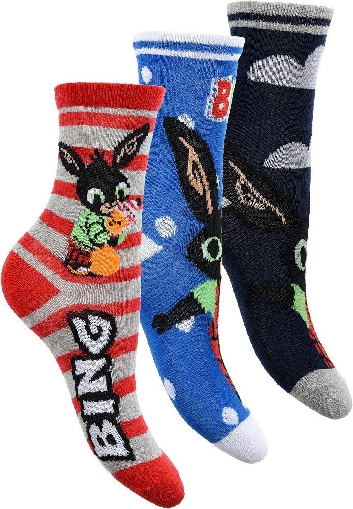 Trojbalenie ponožiek Bing - červená-modrá-sivá Veľkosť: 19/22