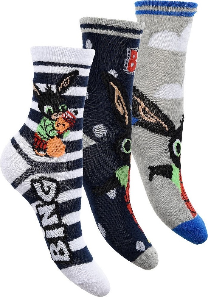 Trojbalenie ponožiek Bing - biela-modrá-sivá Veľkosť: 19/22