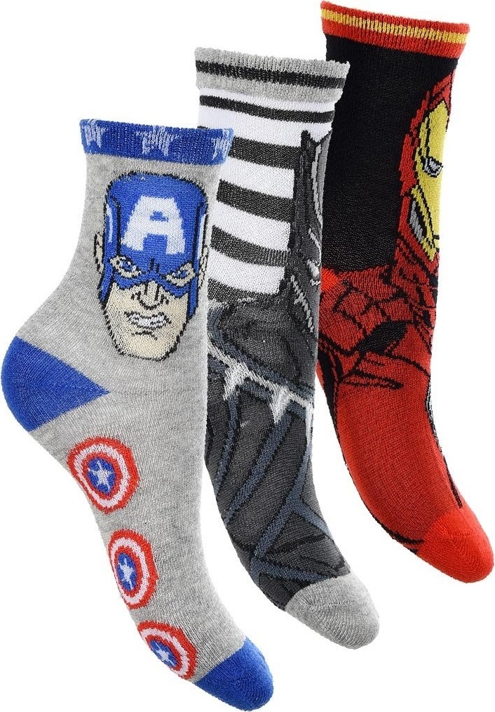 Trojbalenie ponožiek Avengers červená-sivá-modrá Veľkosť: 23/26