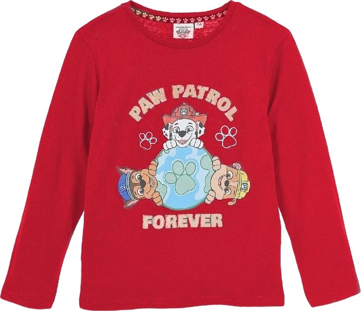 Paw Patrol Červené chlapčenské tričko s dlhým rukávom Veľkosť: 98