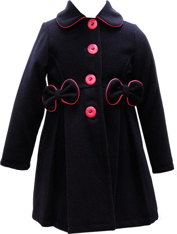 Nat & Tom Čierny elegantný dievčenský kabátik s mašľami Veľkosť: 82