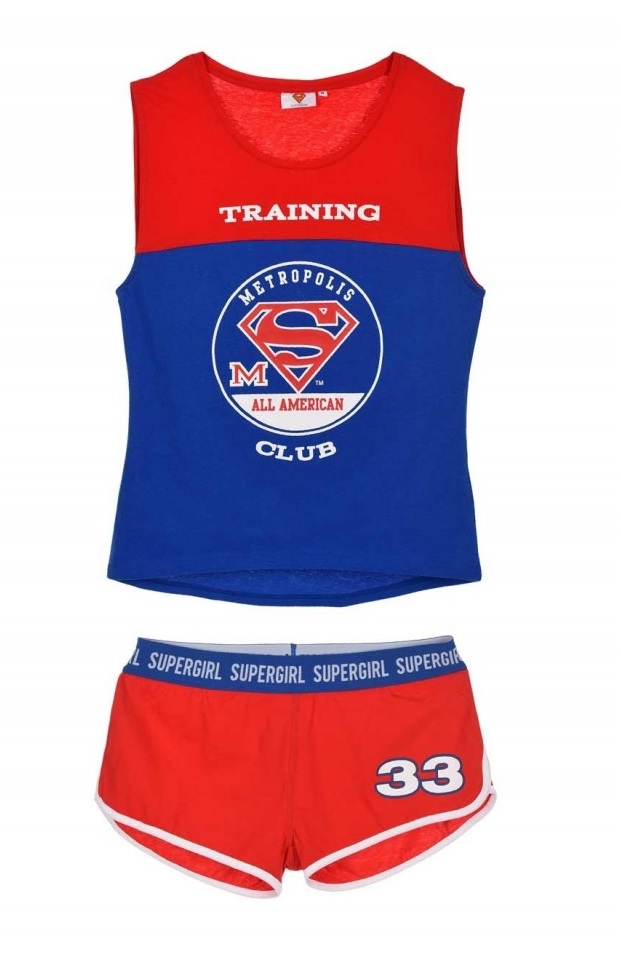 Dámske letné pyžamo Supergirl - červeno-modré Veľkosť: XL