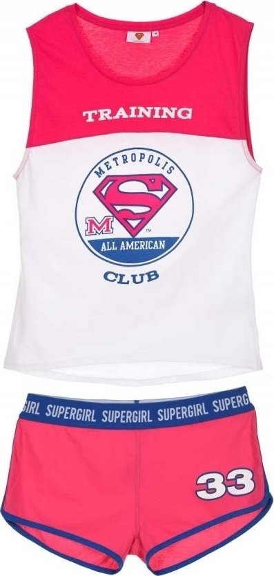 Dámske letné pyžamo Supergirl - ružovo-biele Veľkosť: XL