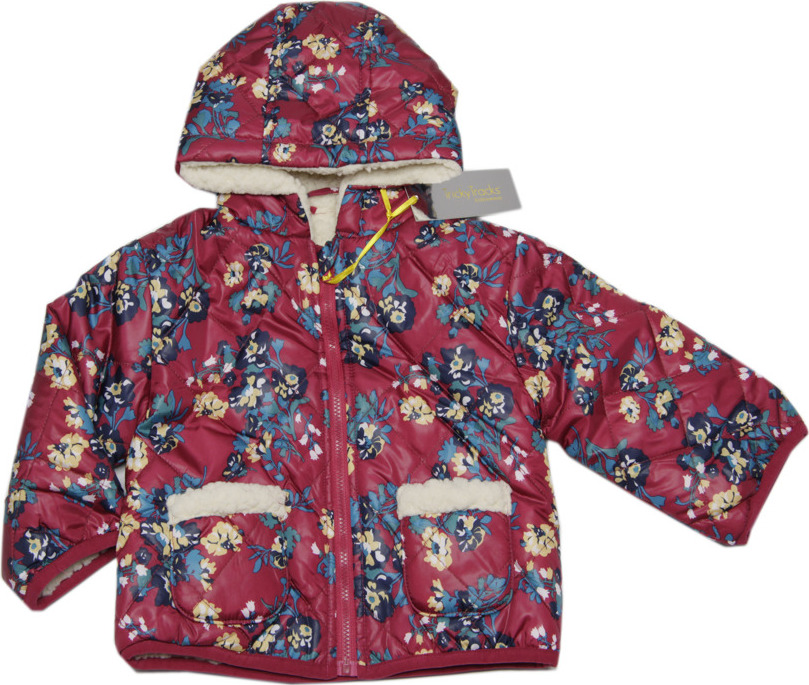 Tricky Tracks Vínová jesenná bunda s kvetinovým vzorom Veľkosť: 86