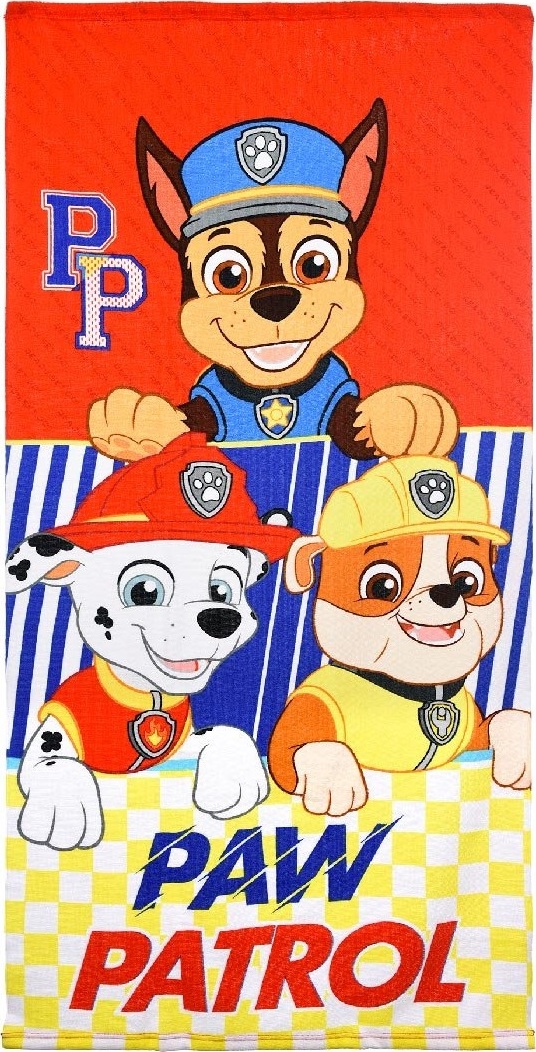 Paw Patrol Chase Marshall Rubble červená osuška Veľkosť: ONE SIZE