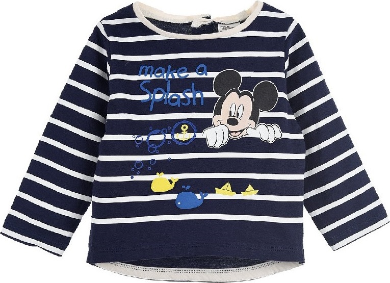 Mickey Disney Baby tmavo modré pruhované tričko Veľkosť: 67