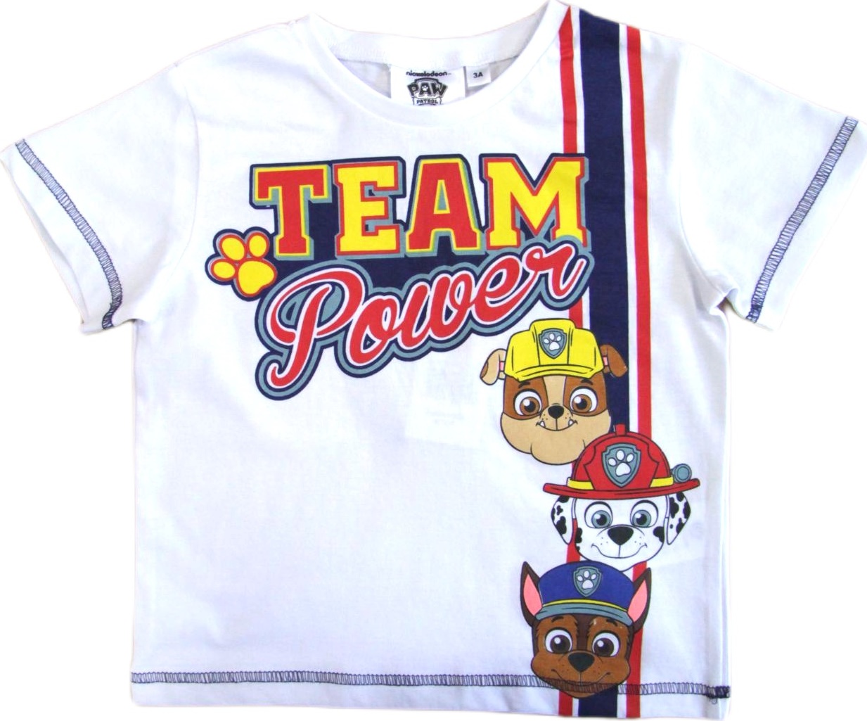 Paw Patrol Marshall Rubble Chase biele chlapčenské tričko Veľkosť: 98