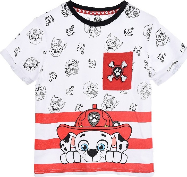 Bielo-červené chlapčenské tričko Paw Patrol Veľkosť: 116