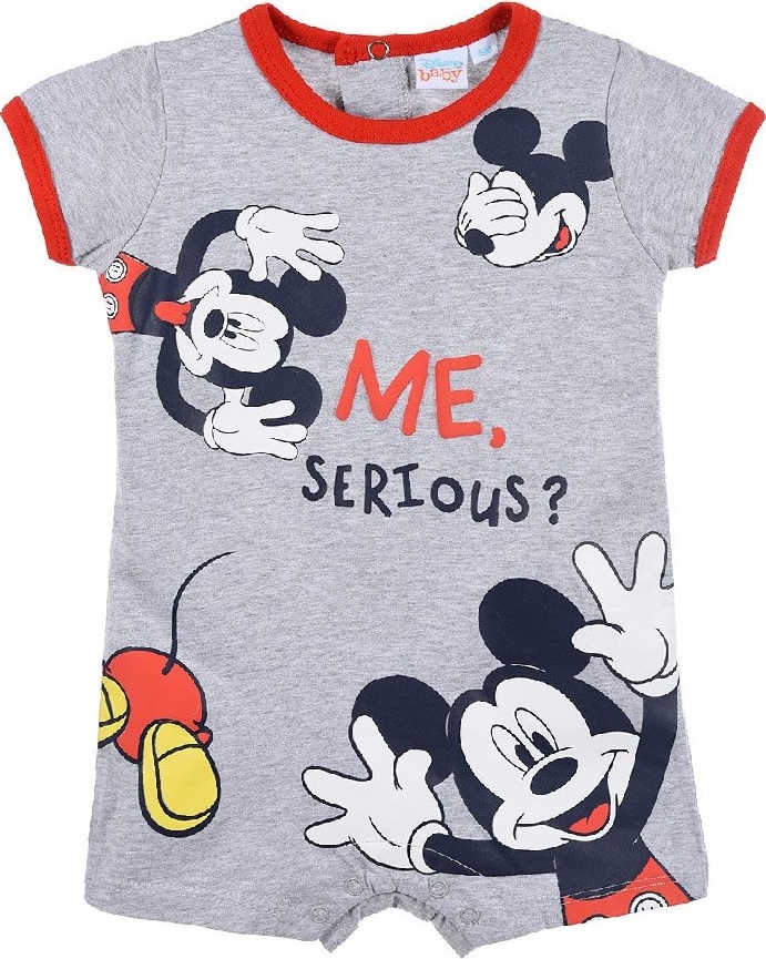 Šedé chlapčenské krátke body Mickey Mouse Veľkosť: 67