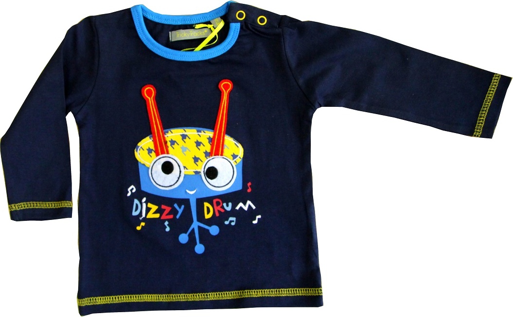 Dizzy Drum - tmavomodré chlapčenské tričko s dlhým rukávom Veľkosť: 74