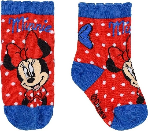 Minnie Mouse Disney - červeno-modré ponožky s bodkami Veľkosť: 56/58