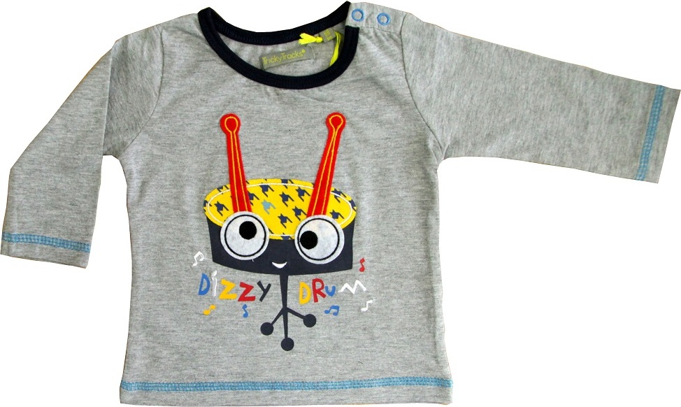 Dizzy Drum sivé chlapčenské tričko s dlhými rukávmi Veľkosť: 68