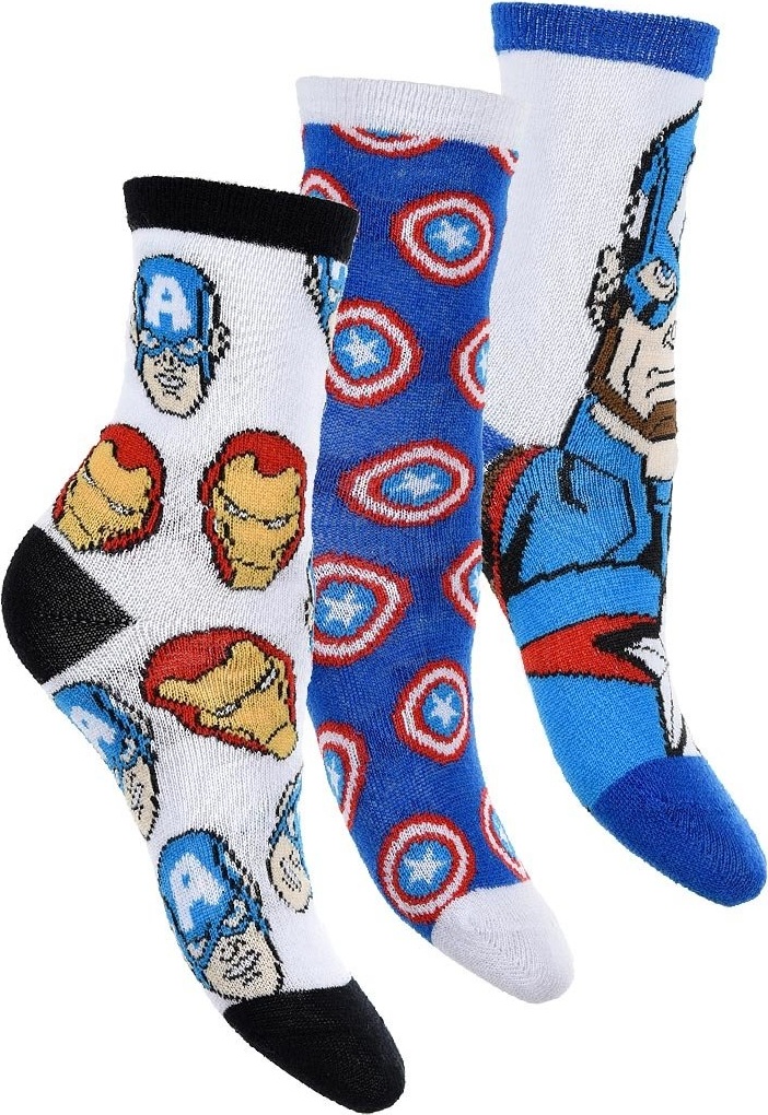 Marvel Avengers biele chlapčenské ponožky - 3 páry Veľkosť: 23/26