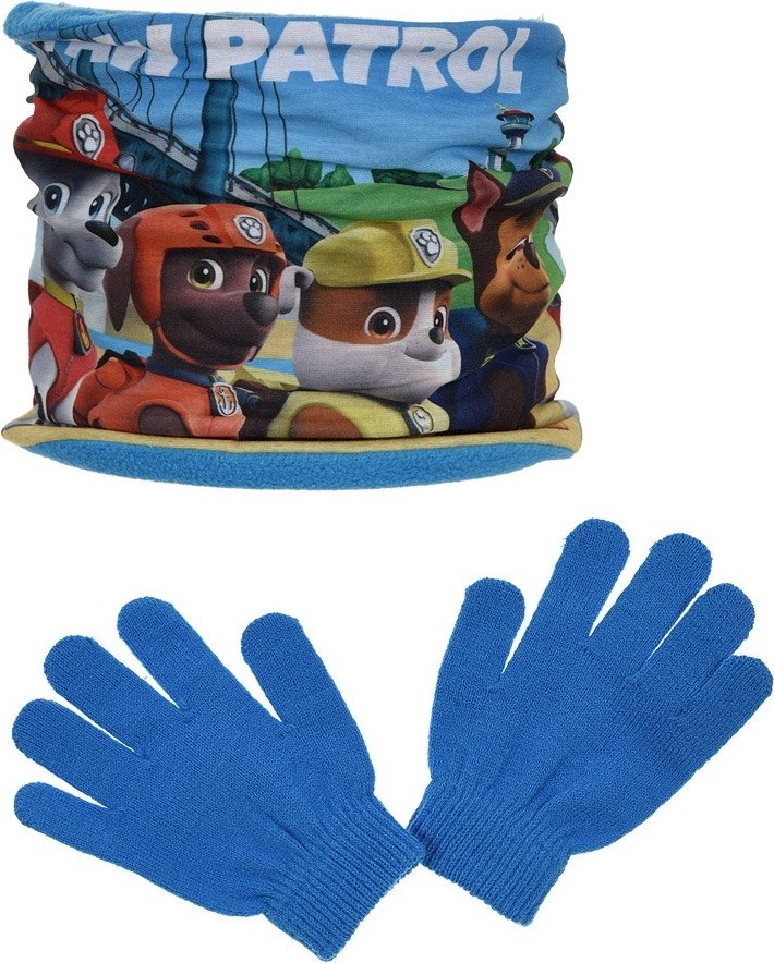 Modrá chlapčenská sada nákrčníku a rukavíc Paw Patrol Veľkosť: ONE SIZE