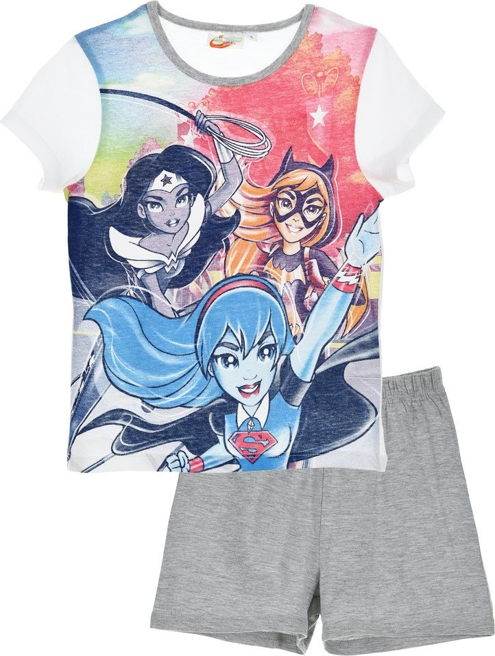 DC Super Hero Girls dievčenské sivo-biele pyžamo Veľkosť: 104