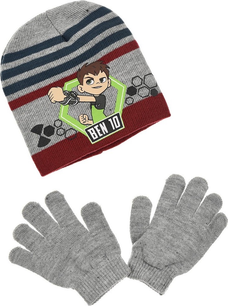 Sivá sada čiapky a rukavíc Ben 10 Veľkosť: 52