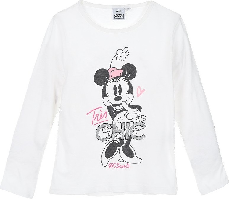Minnie Mouse biele dievčenské tričko s dlhými rukávmi Veľkosť: 104
