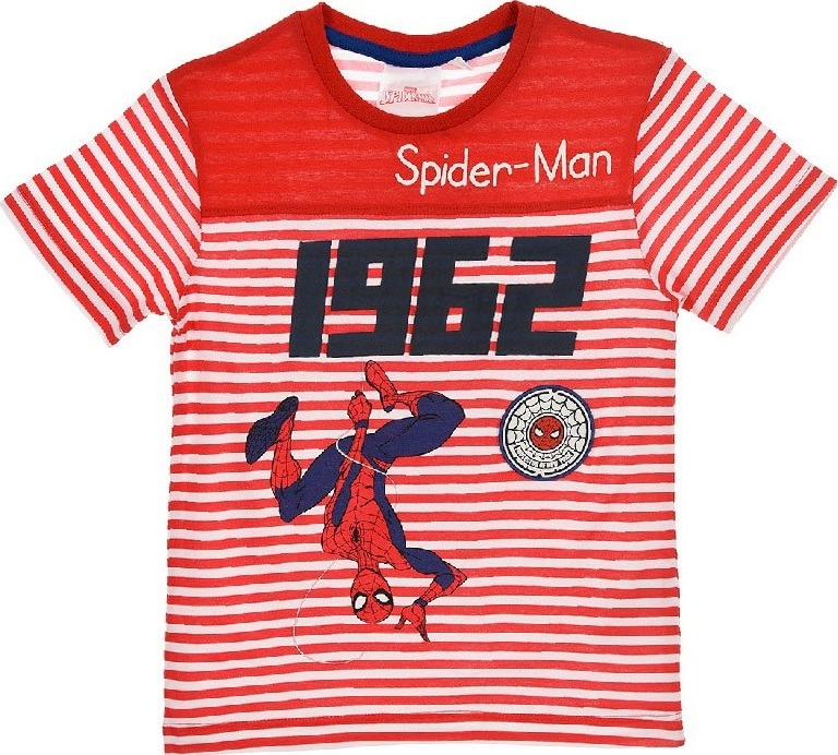 Spider-Man červené chlapčenské pruhované tričko Veľkosť: 104