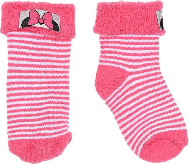Disney Minnie Mouse ružové pruhované dievčenské ponožky Veľkosť: 56/58