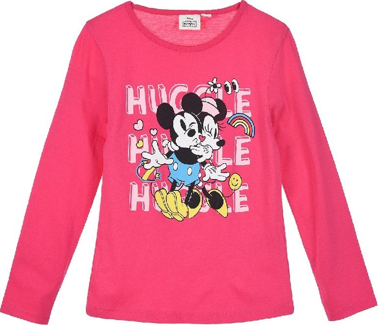 Minnie Mouse - ružové dievčenské tričko s dlhým rukávom Veľkosť: 128
