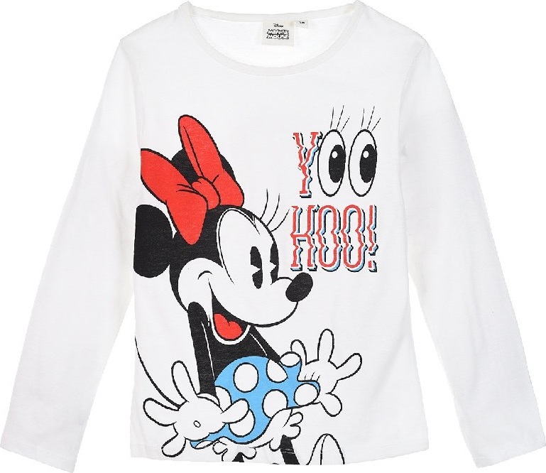 Minnie Mouse - biele dievčenské tričko s dlhým rukávom Veľkosť: 104