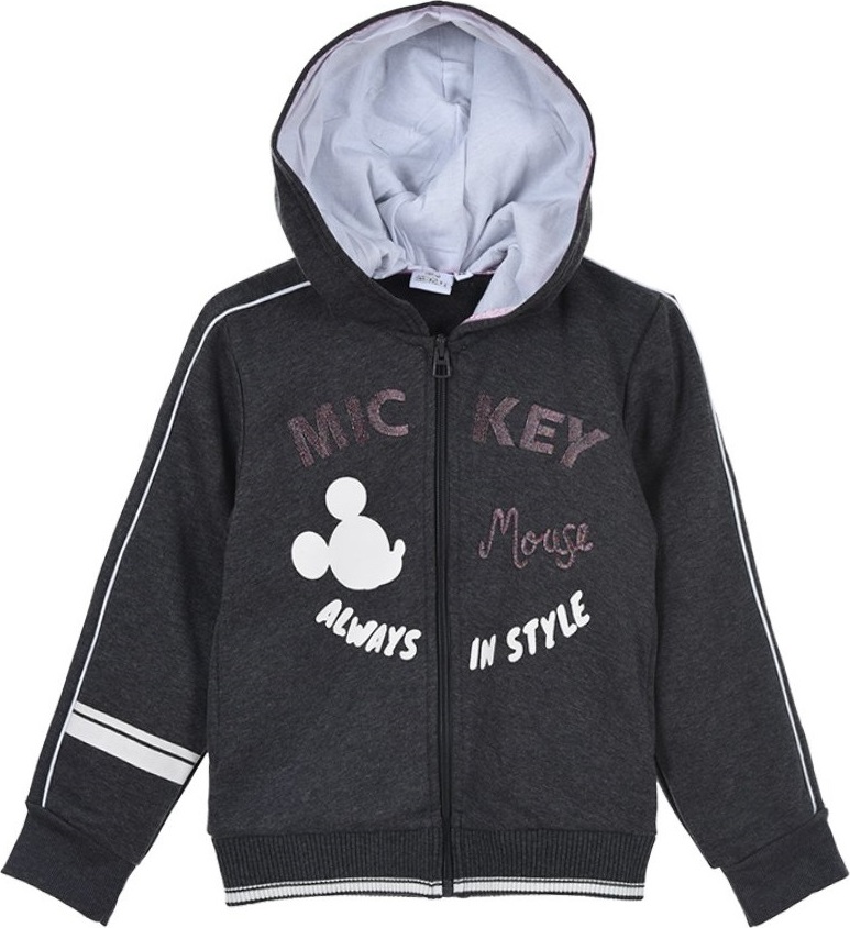 Mickey Mouse - tmavosivá dievčenská mikina na zips Veľkosť: 128