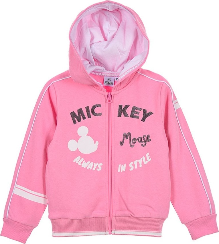 Mickey Mouse - ružová dievčenská mikina na zips Veľkosť: 104