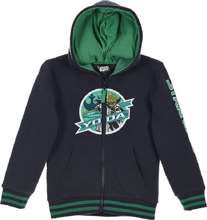 Star Wars - tmavosivá-zelená chlapčenská mikina na zips Veľkosť: 104