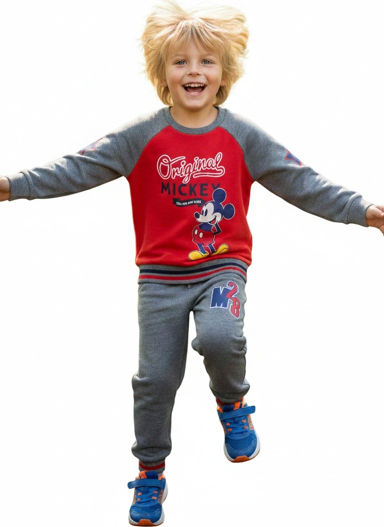 Mickey Mouse - sivo-červená chlapčenská tepláková súprava Veľkosť: 98