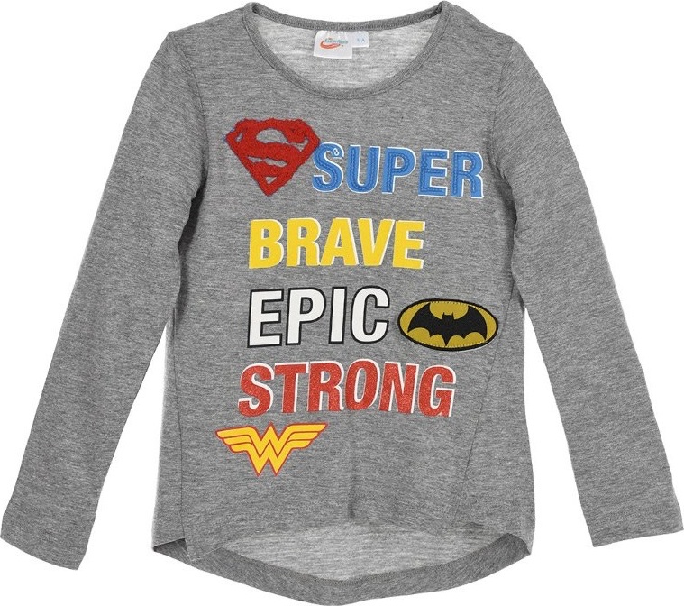 Super Hero Girls- Sivé dievčenské tričko s dlhým rukávom Veľkosť: 104