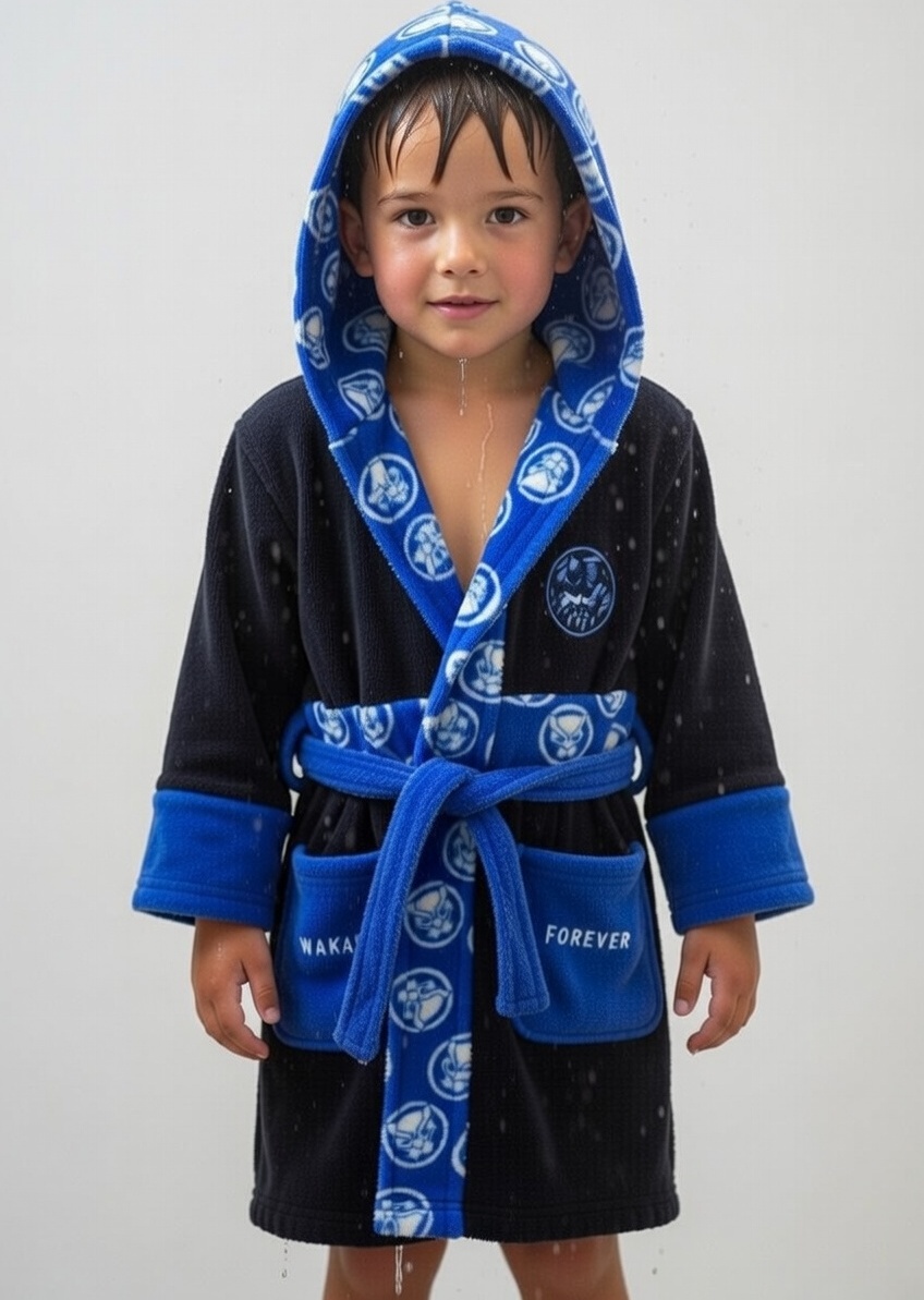Čierno-modrý chlapčenský župan - Marvel Avengers Veľkosť: 102