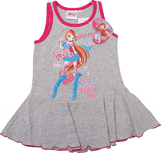Sivé dievčenské šaty bez rukávov Winx Club Veľkosť: 98