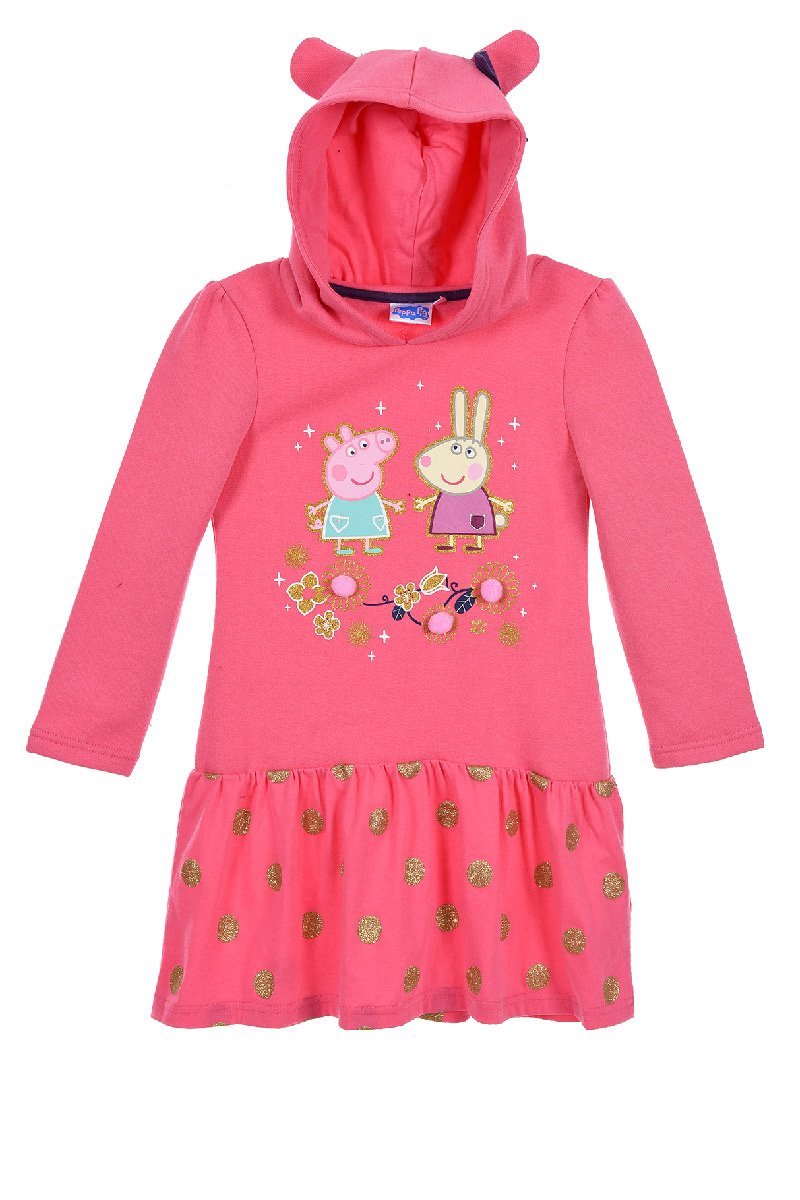 Prasiatko Peppa ružové dievčenské šaty s kapucňou Veľkosť: 128