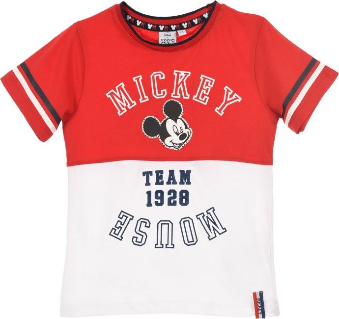 Mickey Mouse chlapčenské červeno-biele tričko Veľkosť: 98