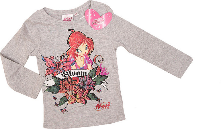 WINXCLUB dievčenské sivé tričko s dlhým rukávom Veľkosť: 102