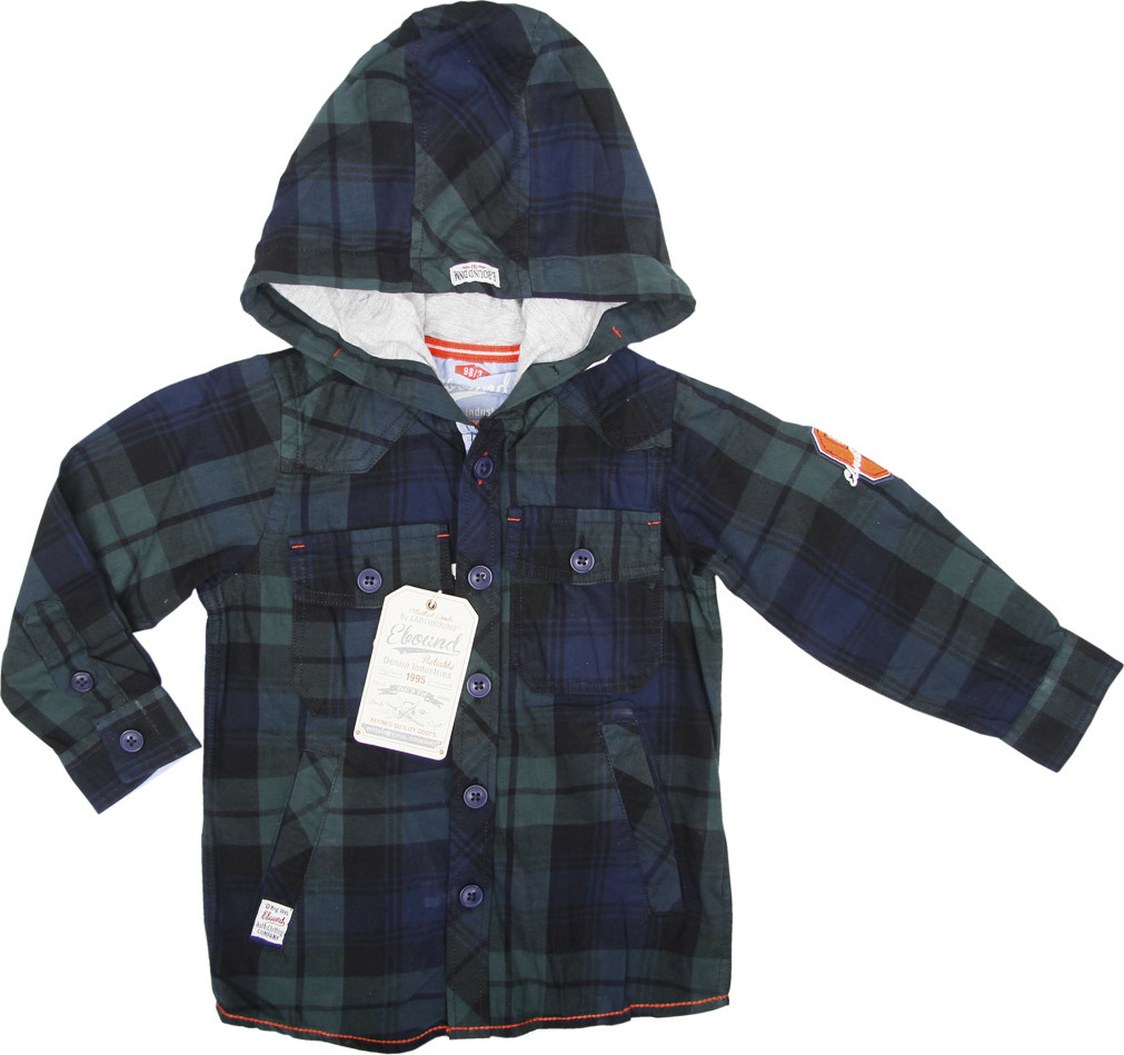 Chlapčenská károvaná modro-zelená košeľa s kapucňou Veľkosť: 152