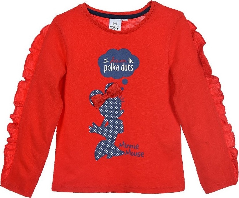 Minnie Mouse červené dievčenské tričko s volánom Veľkosť: 128