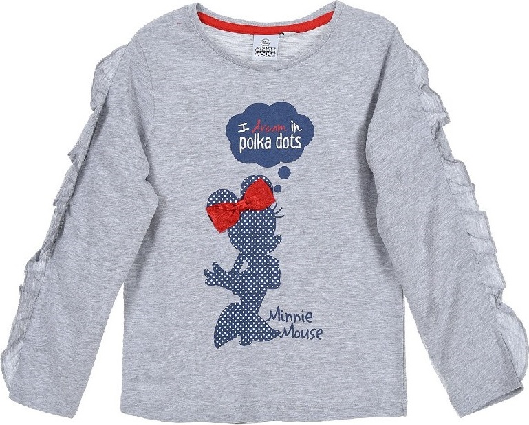 Minnie Mouse sivé dievčenské tričko s volánom Veľkosť: 98