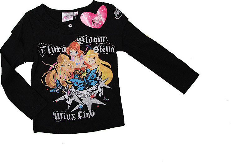 Winx Club dievčenské čierne tričko s dlhým rukávom Veľkosť: 102