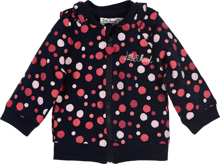 Little Marcel dievčenské čierna mikina na zips s bodkami Veľkosť: 74
