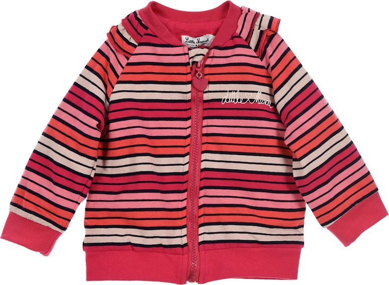 Little Marcel dievčenská červená pruhovaná mikina na zips Veľkosť: 80, Barva: Barevná
