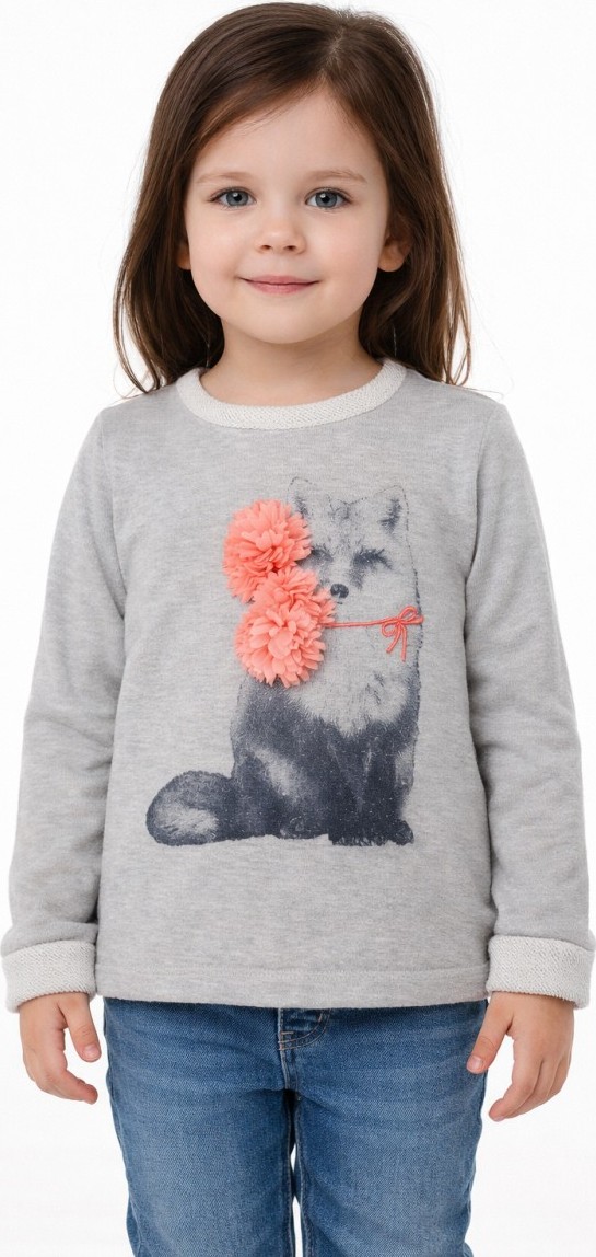 Emoi dievčenská sivá mikina s líškou Veľkosť: 98