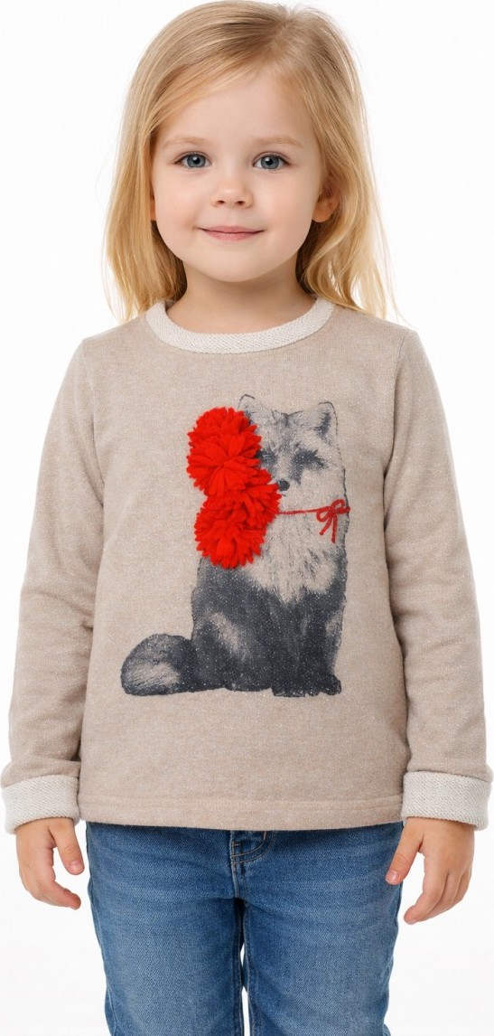 Emoi dievčenská béžová mikina s líškou Veľkosť: 110